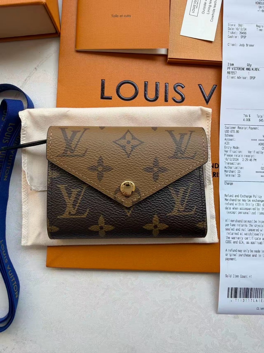 Louis Vuitton Monogram Envelope Wallet - Brown/Tan